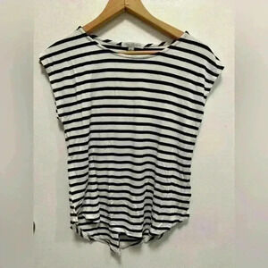 Green Envelope Stripes Cap-sleeved Shirt Size Medium